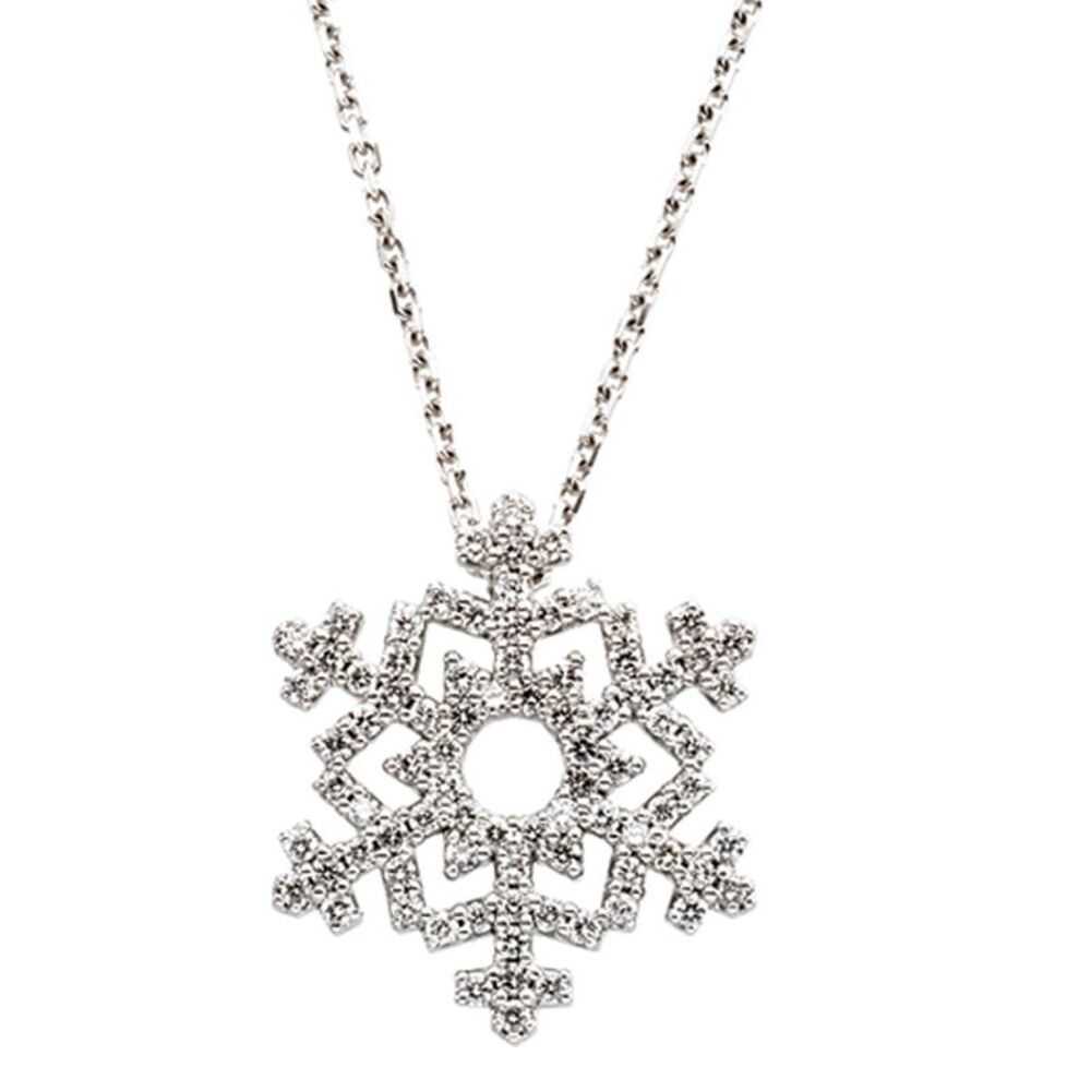 3/8 cttw Diamond Snowflake Necklace in 14k White Gold